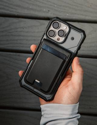 UAG Metropolis Vegan Leather MagSafe Wallet Wallets case in Black lifestyle view