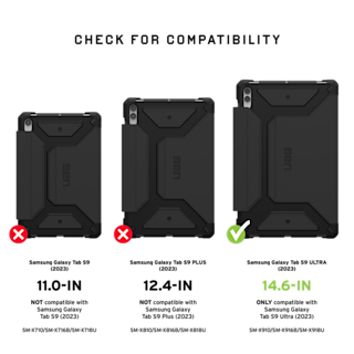 UAG Metropolis SE Series Galaxy Tab S9 Ultra 14.6" Folio Case Tab S9 Ultra 14.6" in Black detail view