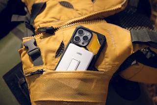 UAG SRGE Slim 5K Power Bank With Stand Portable Charger case in Titanium lifestyle view