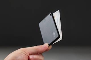 UAG Metropolis Kevlar Wallet with Tracker Card for Apple Magnetic Wallet with Stand case in Kevlar Black lifestyle view