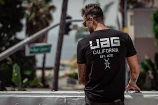 UAG Corpo Cool Tee Apparel case in Black lifestyle view