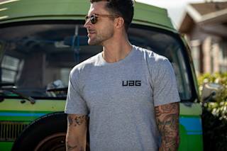 UAG Corpo Cool Tee Apparel case in Black lifestyle view