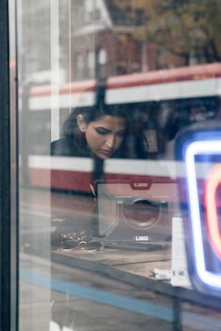 UAG Plasma Series Surface Pro 7+/7/6/5/4 Case w/ Hand & Shoulder Strap Surface Pro 7+/7/6/5/4 in Ice / Plasma lifestyle view