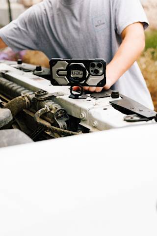 UAG Monarch Mag2 Dual Magnetic Ring Stand Magnetic Ring Stand case in Gunmetal lifestyle view