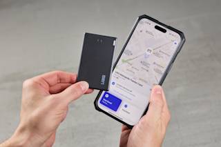 UAG Metropolis Kevlar Wallet with Tracker Card for Apple Magnetic Wallet with Stand case in Kevlar Black lifestyle view