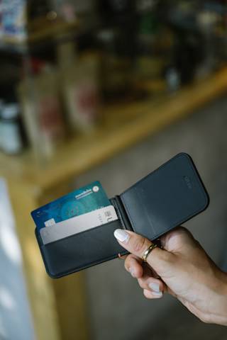 UAG Metropolis Vegan Leather MagSafe Wallet Wallets case in Black lifestyle view