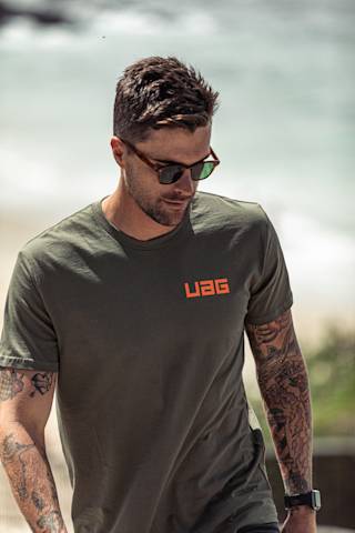 UAG Corpo Cool Tee Apparel case in Black lifestyle view