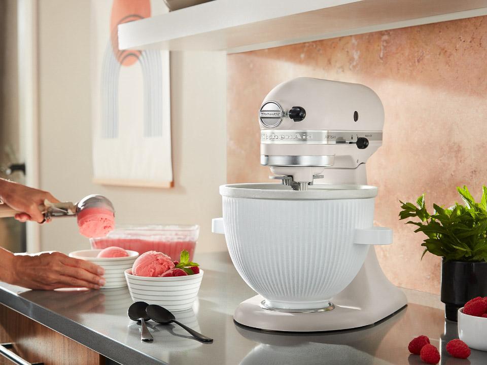 KitchenAid<sup>®</sup> Tilt Head Stand Mixer with the Ice Cream Maker Attachment