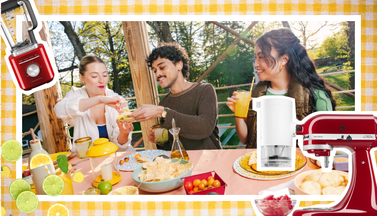 Friends gathered at a table drinking lemonade