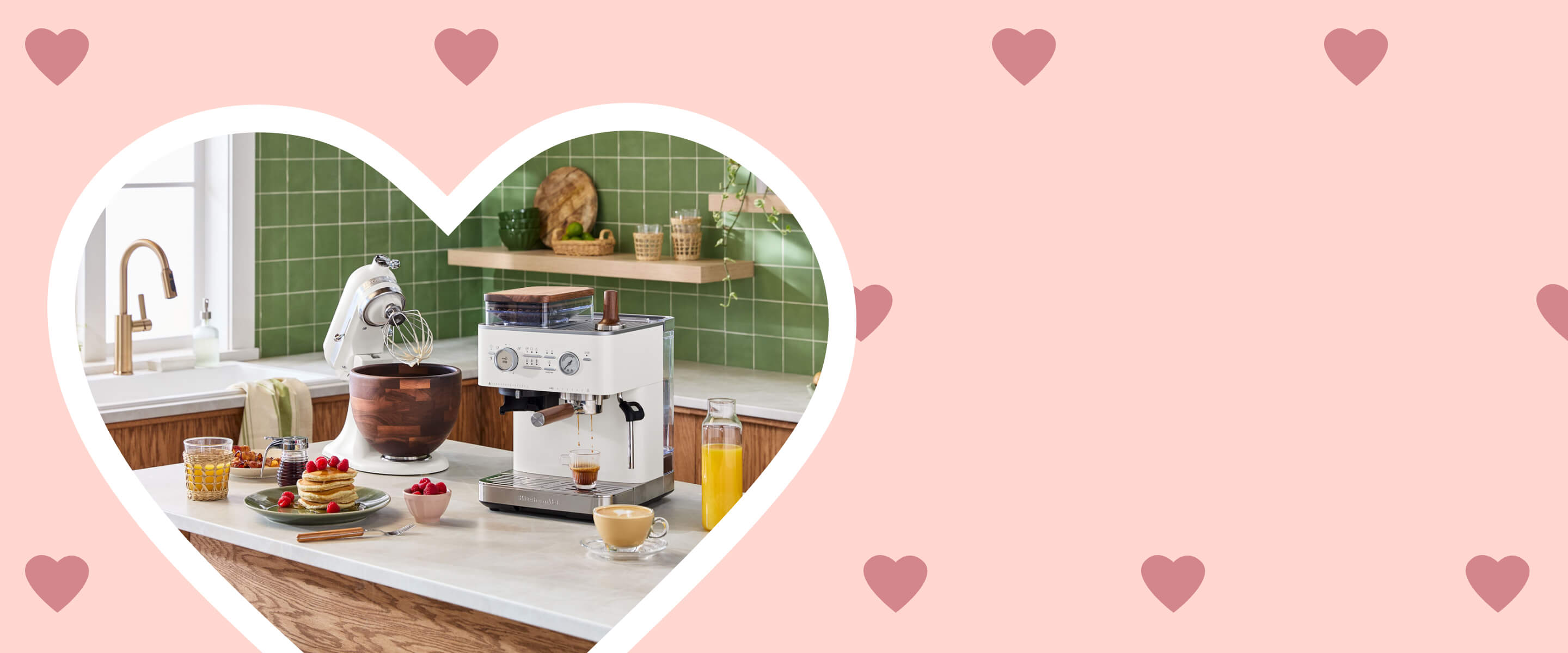 A KitchenAid® stand mixer and wood bowl