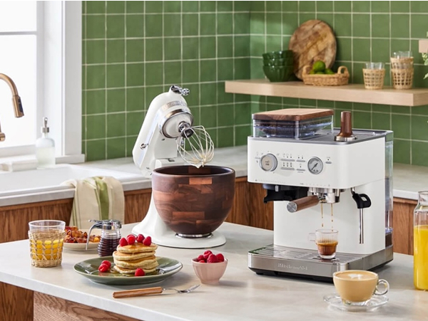 A KitchenAid® stand mixer and espresso machine