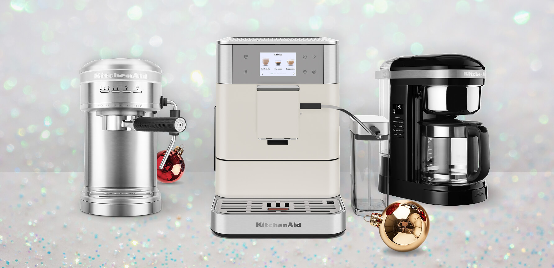 A collection of KitchenAid® coffee and espresso machines