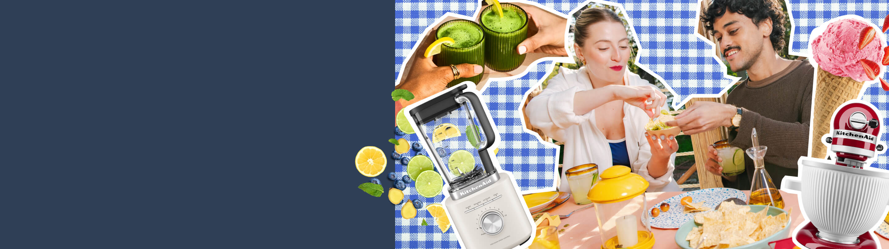 People making a refreshing summer treat with a KitchenAid® stand mixer