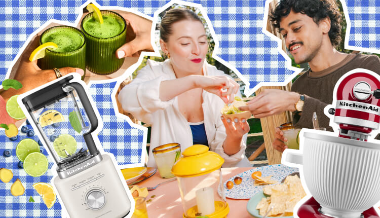 People making a refreshing summer treat with a KitchenAid® stand mixer