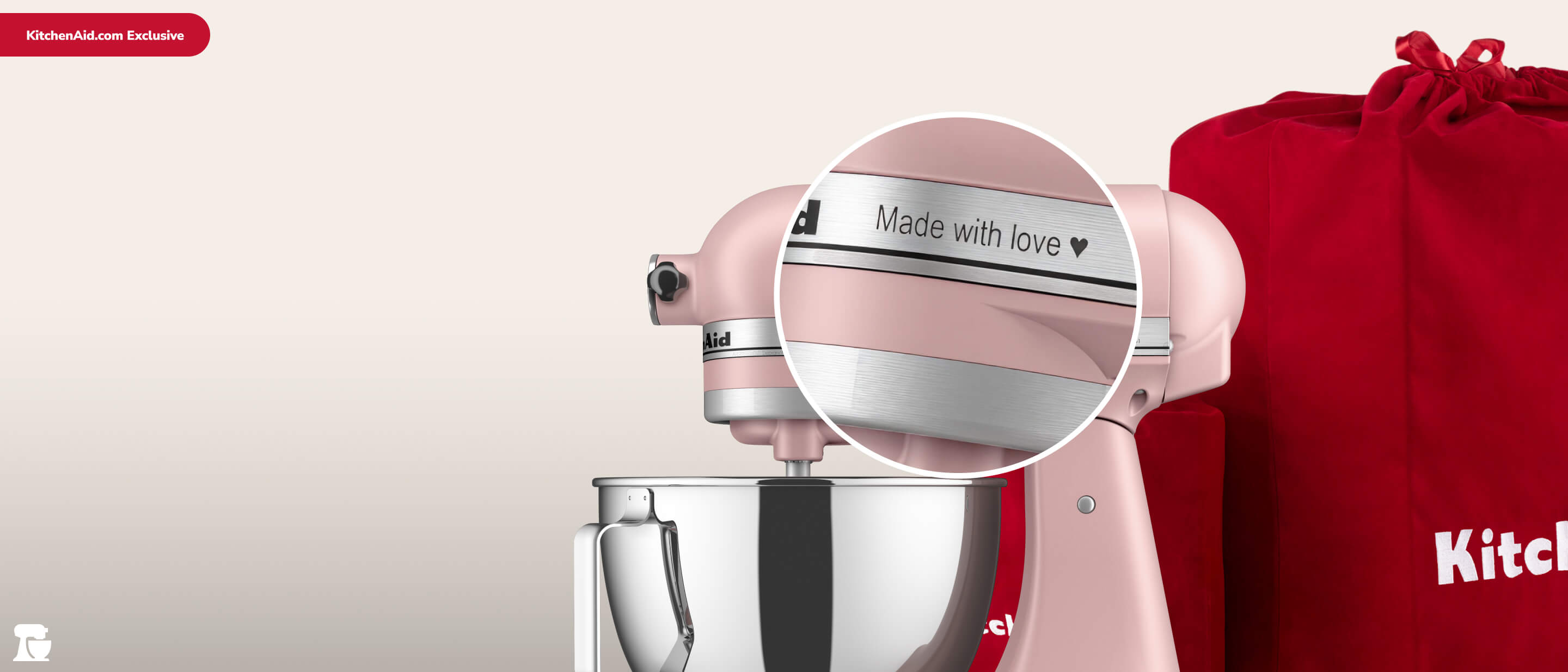An enngraved KitchenAid® Stand Mixer and gift wrapping bag