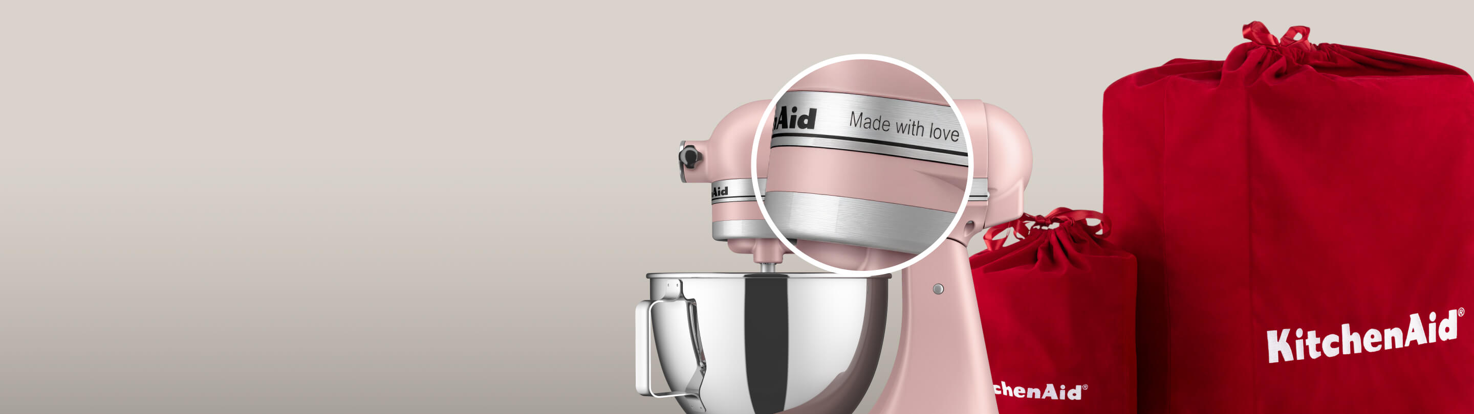 An engraved KitchenAid® Stand Mixer and gift wrapping bag