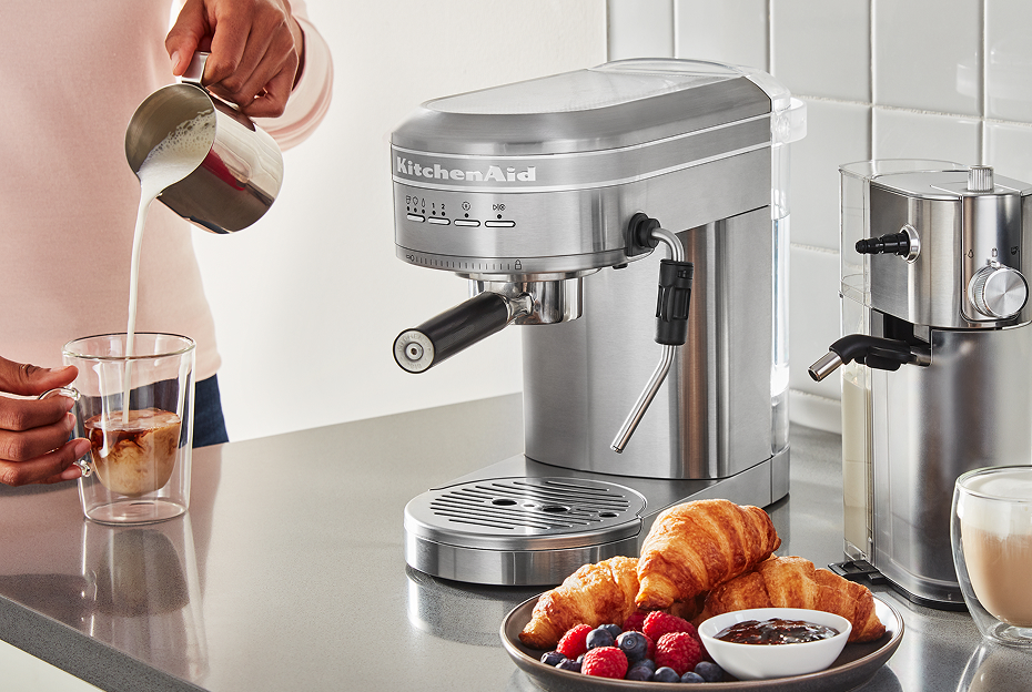 A KitchenAid® espresso machine on a counter