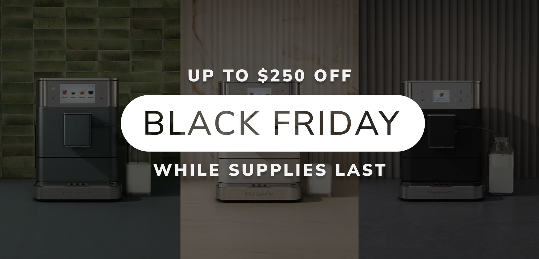 A collage of KitchenAid® fully auto espresso machines