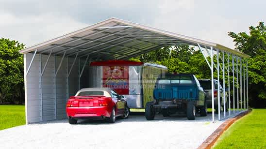 26x41x9 Vertical Roof Carport With 1 Side Closed
