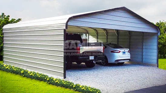 24x31x7 Regular Roof Carport With Sides & Gables Closed