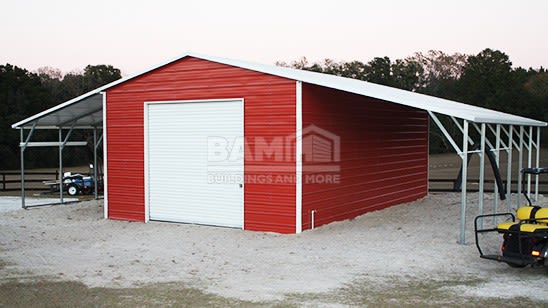 18x31 Metal Garage With Both Side Lean To
