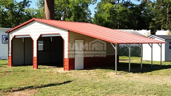 24x26 Metal Garage With 12x26 Open Lean To