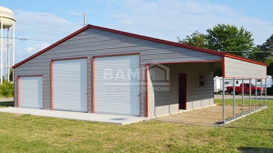 24x31x12 Vertical Roof Garage With 2 Lean To