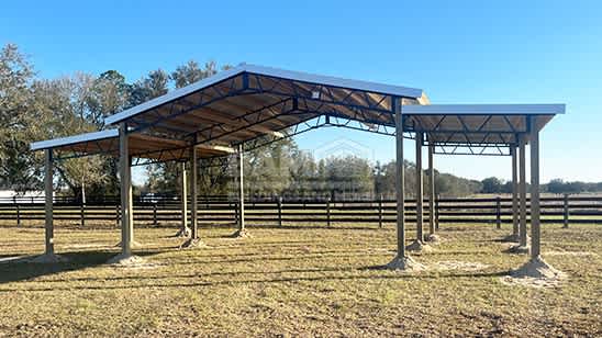 24x24x12 Pole Barn With Single Side Lean To