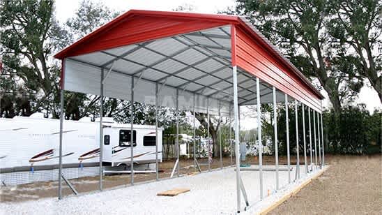 18x46x12 Vertical Roof RV Carport Gables & Side Panels