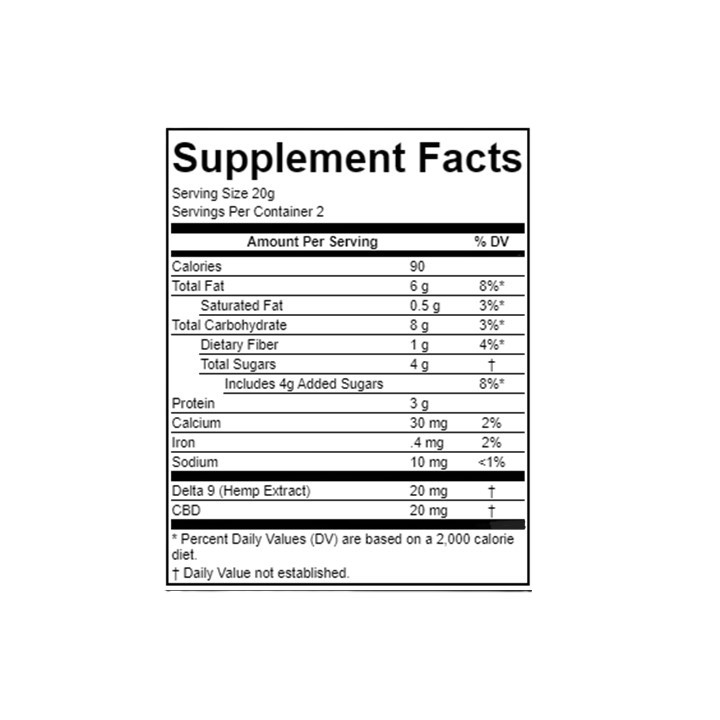 Andys THC Peanut Butter Bites Nutrition Facts