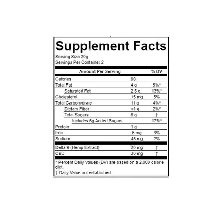 Andys THC Brownie Bites Nutrition Facts