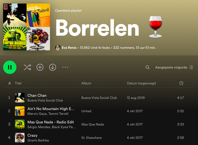 Borrelen playlist Spotify