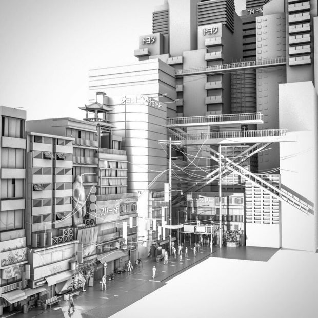 unity渲染的东京街景-导入人员资产效果图_3Dcat实时渲染云平台