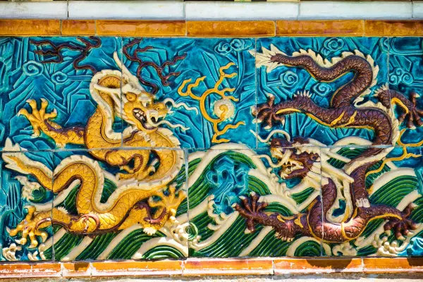 Chinese tiles with dragons