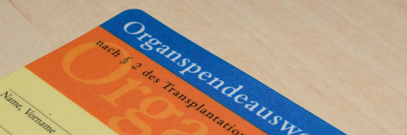 Organspendeausweis um Entscheidungen zur Organspende zu dokumentieren.