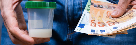 Samenspenden werden vergütet. In deutschen Städten und in Europa ist die Bezahlung unterschiedlich. Geld für Samenspende.