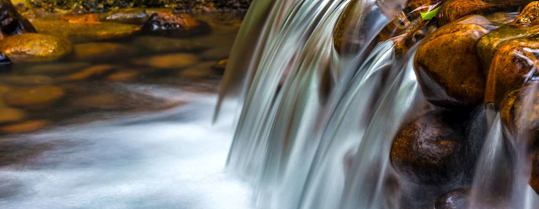Ein Wasserfall im Dschungel.