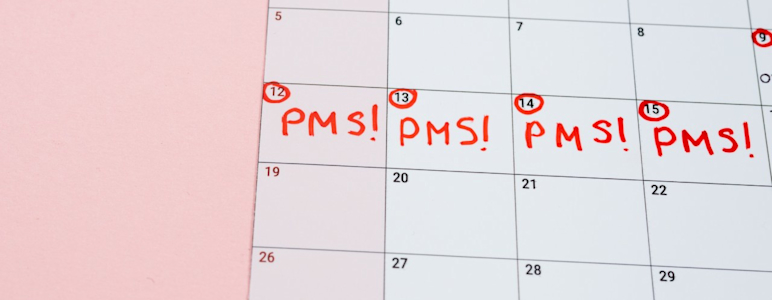 Kalender mit Eintrag PMS.