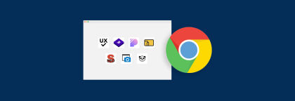 Icone di sette estensioni google Chrome: Ux check, Css peeper, Responsive Viewer, Wappalyzer, Seo meta 1 click, Full page screenshot e Panda 5