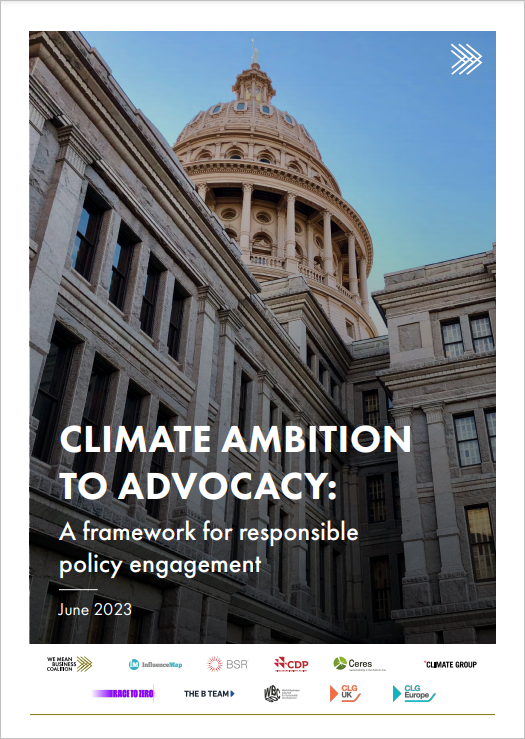 Climate Ambition to Advocacy: A framework for responsible policy engagement cover