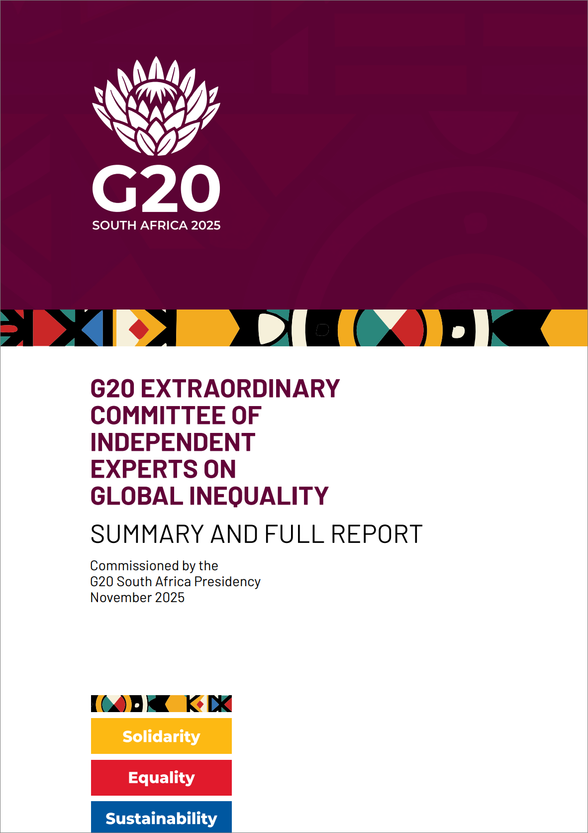 G20 Extraordinary Committee of Independent Experts on Global Inequality cover