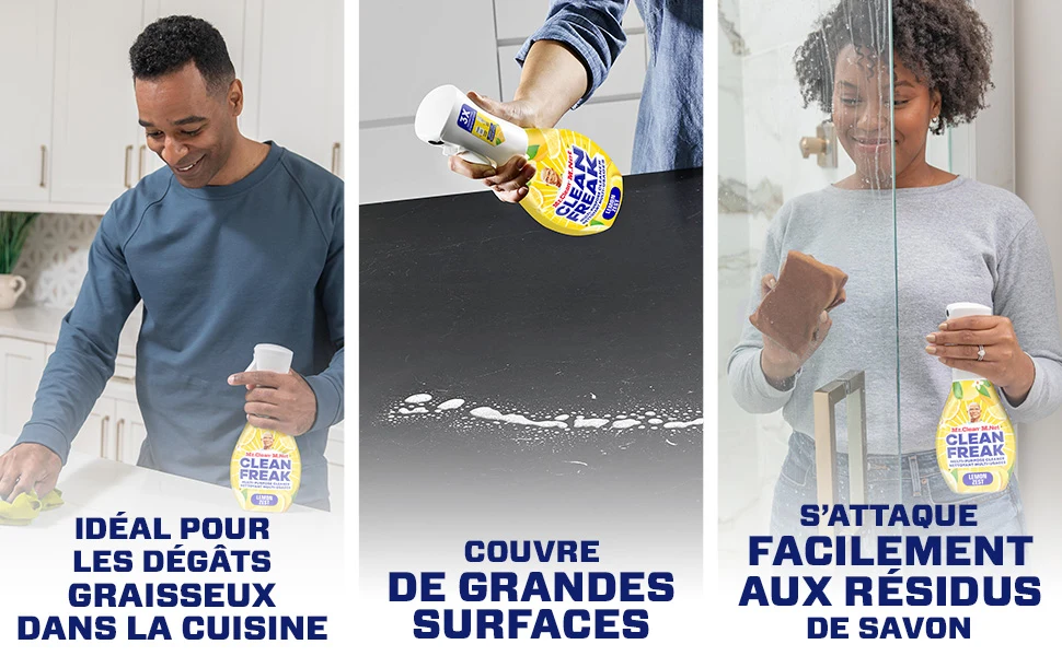 Gens nettoyant différentes surfaces avec M. Net Clean Freak, Zeste de citron