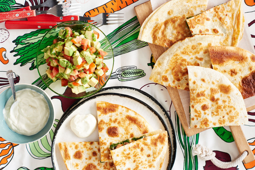 Cheesy Spinach Quesadillas with Avocado Salsa