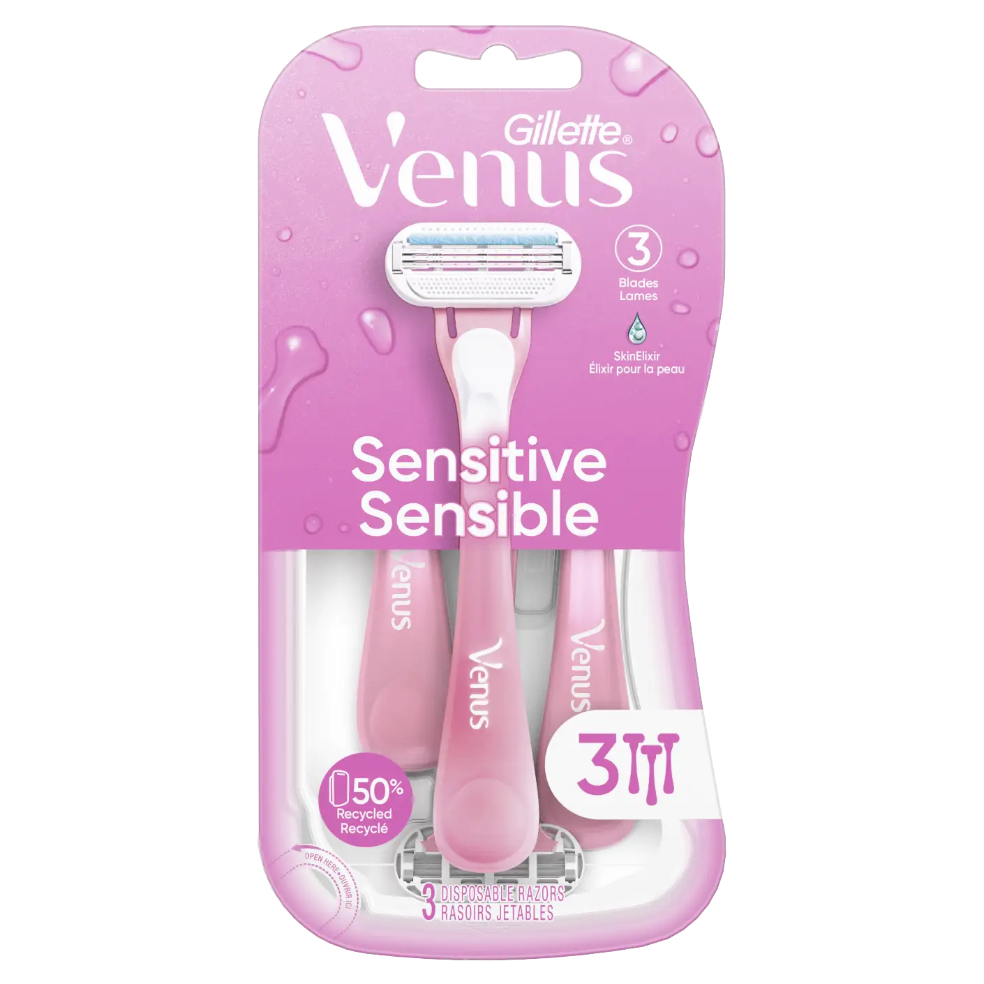 Venus Sensitive Disposable Razor with 3 blades