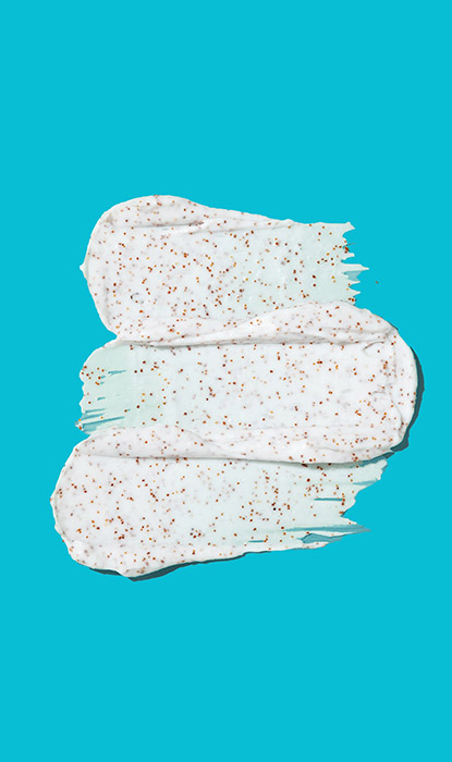 Cream on the blue background