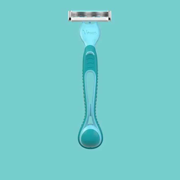 Gillette Venus Simply 3 Sensitive disposable razor with teal handle and triple blade head