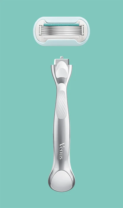 Gillette Venus Extra Smooth Sensitive razor handle and blade detached