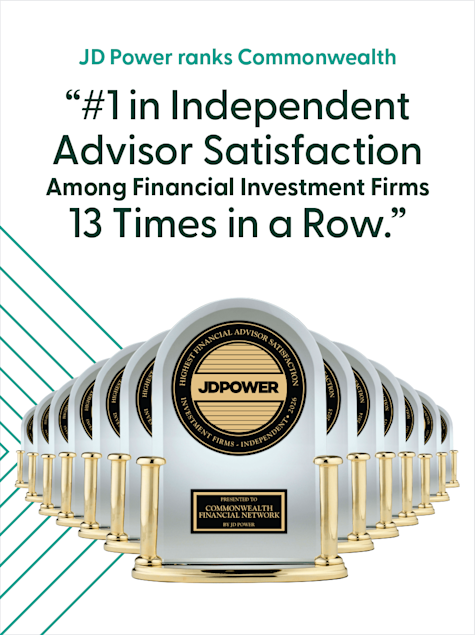 JD Power ranks Commonwealth “#1 in Independent Advisor Satisfaction
Among Financial Investment Firms 13 Times in a Row.”