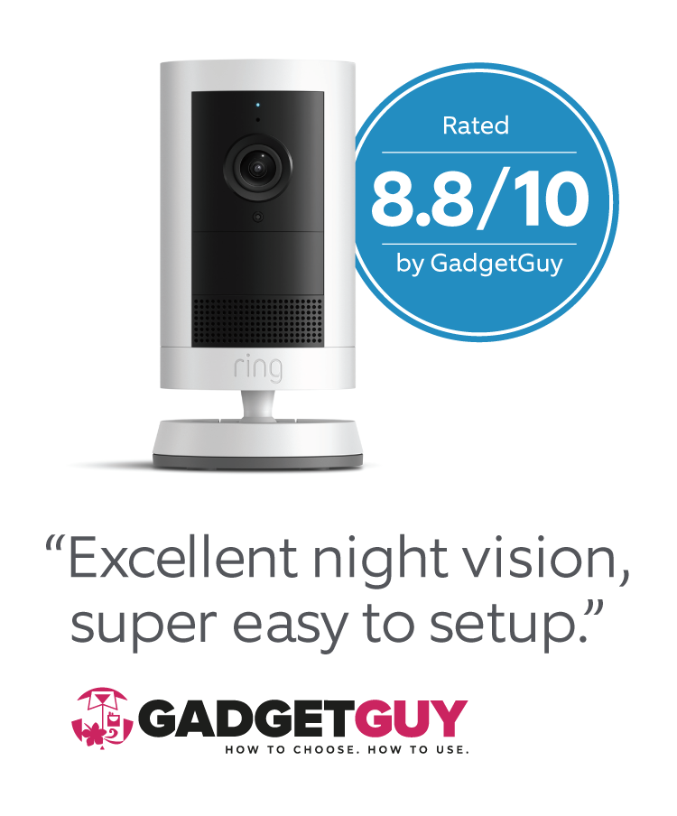 White Outdoor Camera Plus with 8.8/10 positive rating and review from Gadget Guy