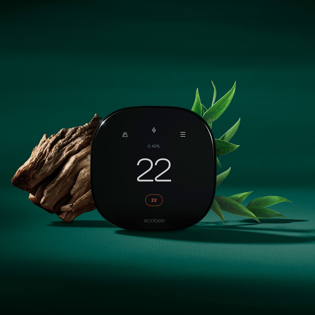 ecobee Smart Thermostat Enhanced on a green background